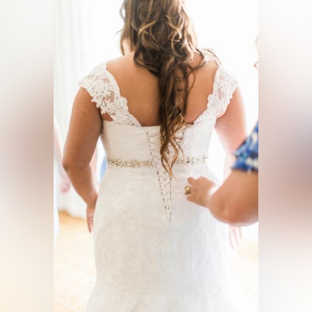 Plus Size David’s Bridal strapless mermaid wedding dress